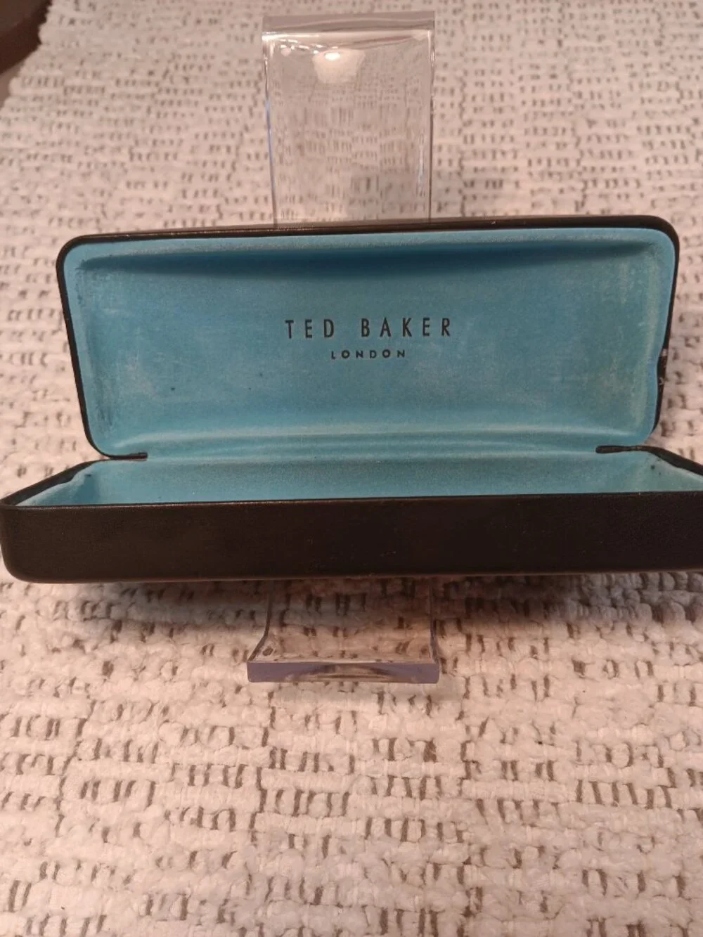 Ted Baker London unisex eye glasses case storage hard faux leather clamshell